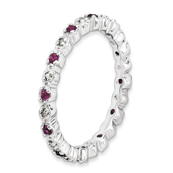 Stackable Expressions Ring Sterling Silver Rhodolite Garnet Diamond Ring