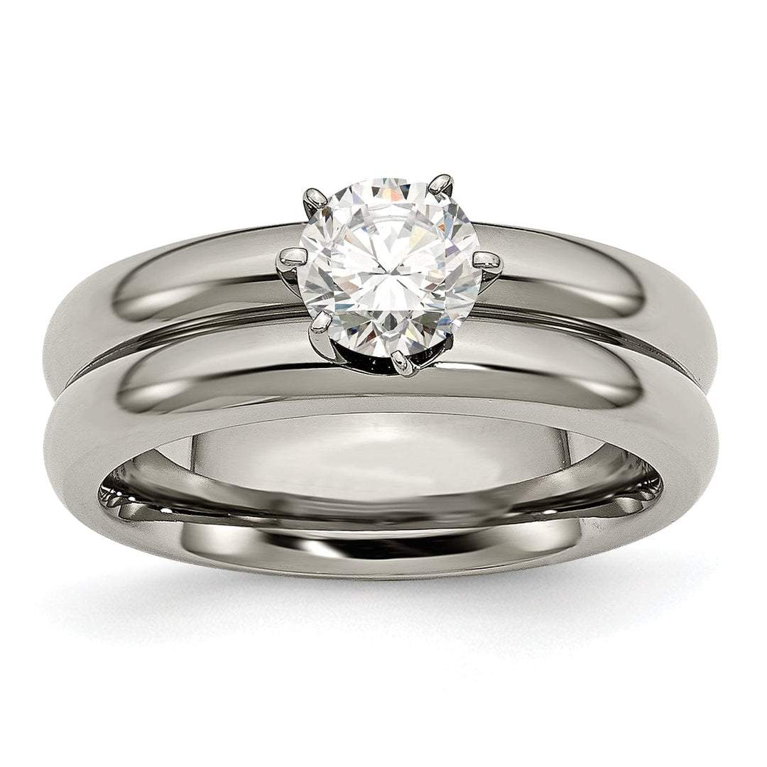 Bridal Ring Titanium cubic zirconia ring