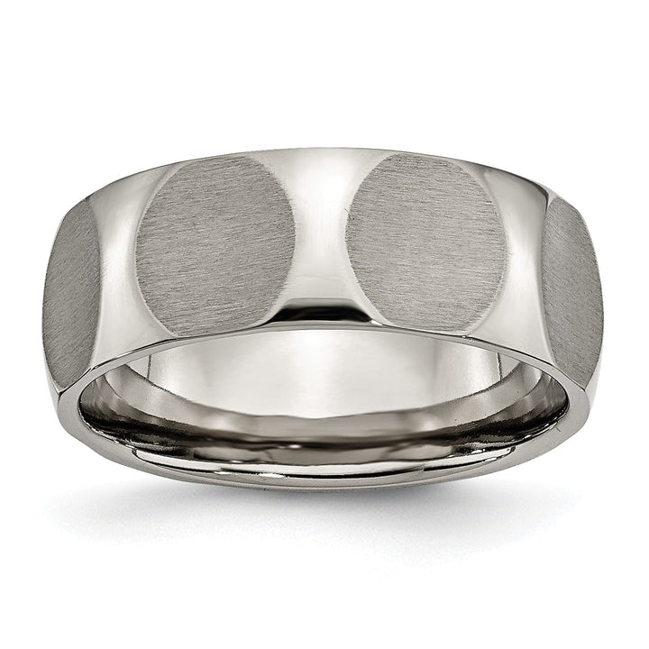 Bridal Ring Titanium Faceted Brushed Band