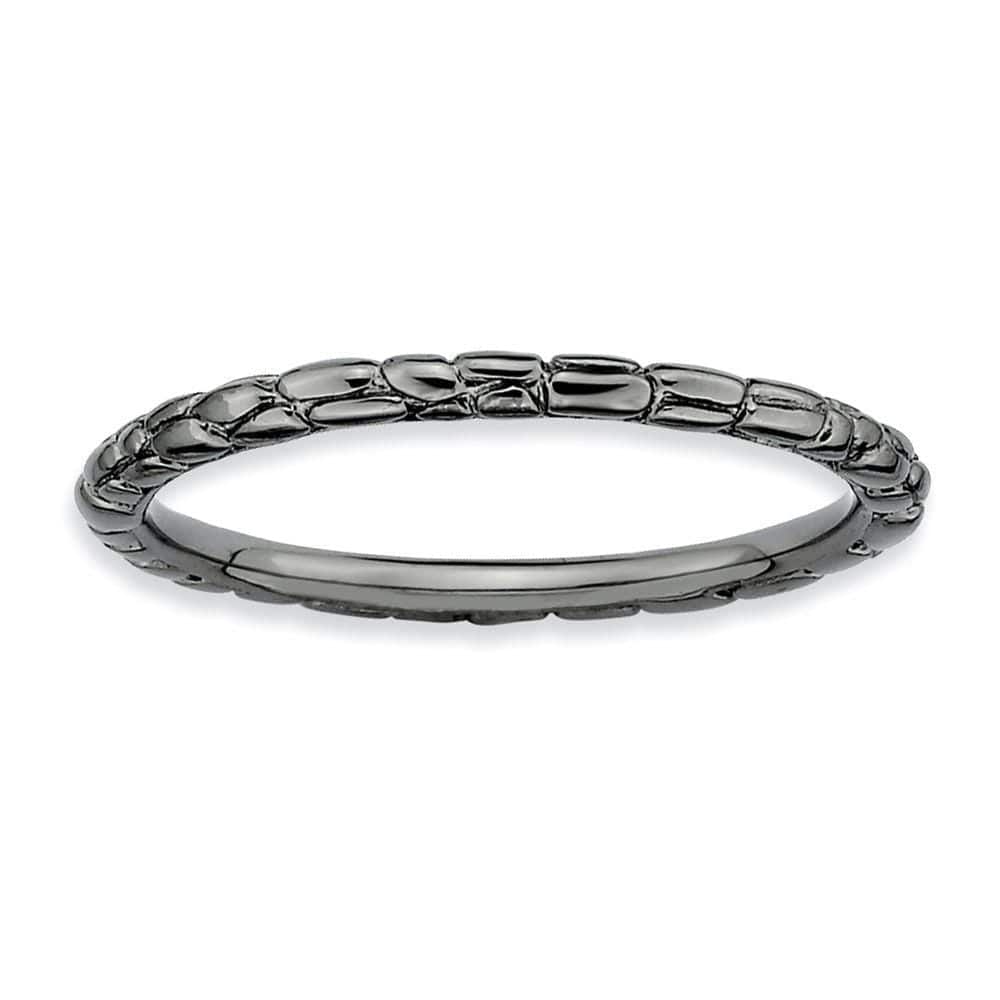 Sterling Silver Black-Plated Twisted Ring