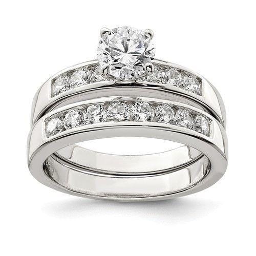 Sterling Silver Cubic Zirconia Band Rings Set