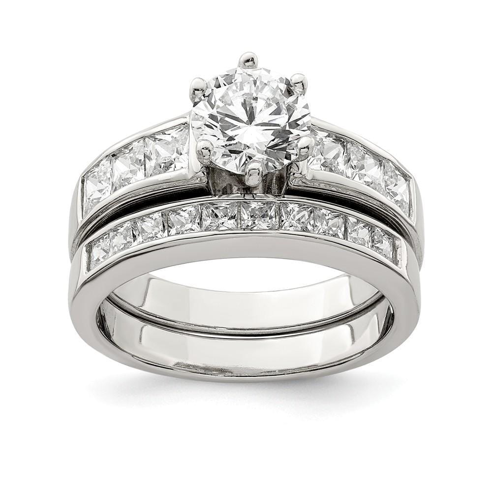 Sterling Silver Cubic Zirconia Band Rings Set