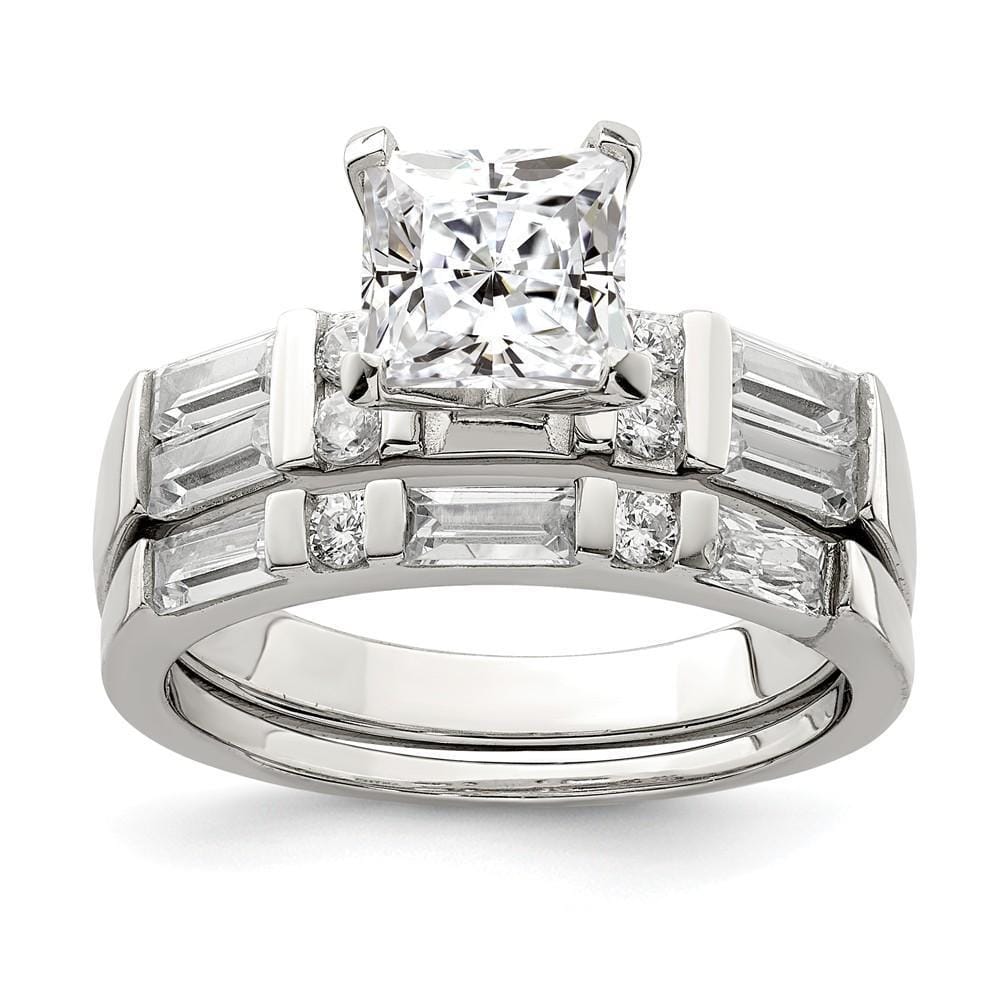 Sterling Silver Cubic Zirconia Band Rings Set