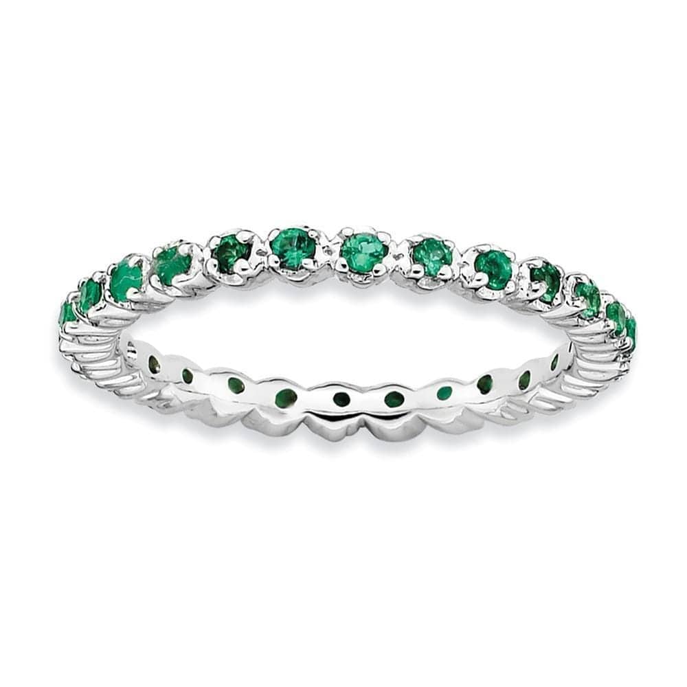 Sterling Silver Stackable Expressions Emerald Ring
