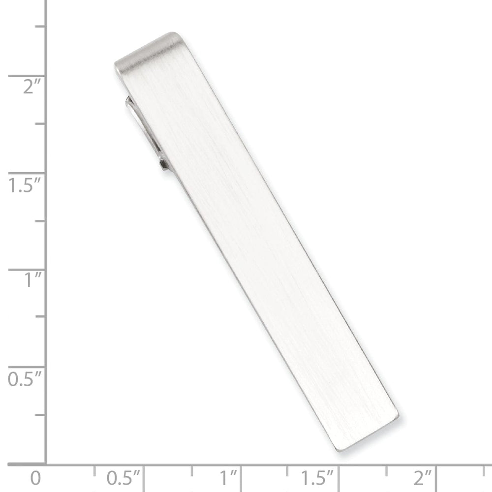 Jere Collection Tie Bar White Rhodium Gold Plated Satin Finish Tie Bar