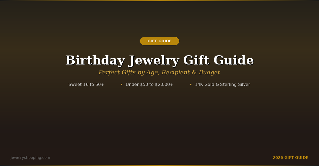 Birthday Jewelry Gift Guide — Perfect gifts by age and budget from Lovely Rita's, featuring 14K gold, diamonds, and sterling silver from Sweet 16 to 50th birthdays
