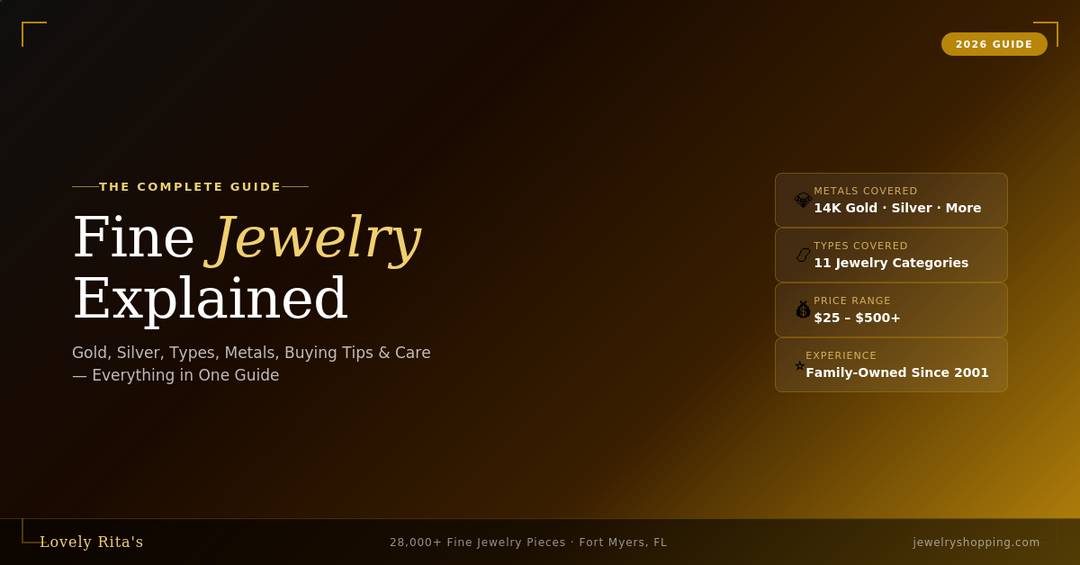 jewelry guide, fine jewelry, gold jewelry, sterling silver, jewelry types, buying guide, 2026 guide, jewelry care, what is jewelry, jewelry metals, earrings, necklaces