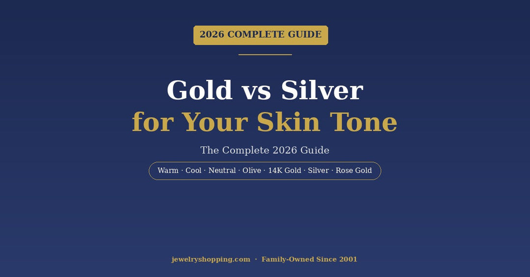 Gold vs silver for your skin tone — 2026 complete guide from Lovely Rita's showing which metal flatters warm, cool, neutral, and olive skin undertones, including the 4-test method to identify your skin undertone