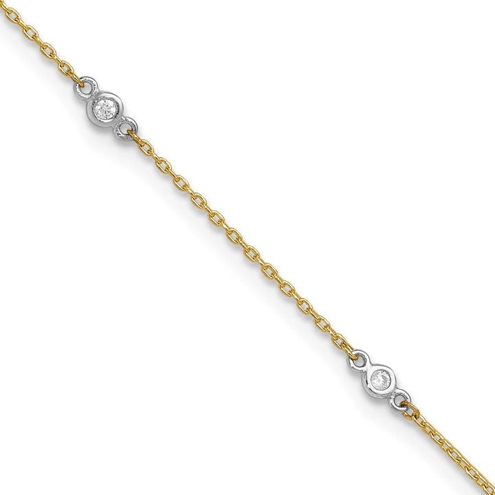 10K Two-Tone Gold 1 mm Cable Anklet