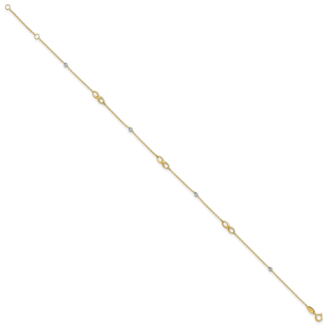 10K Two-Tone Gold 1 mm D.C. Cable Anklet