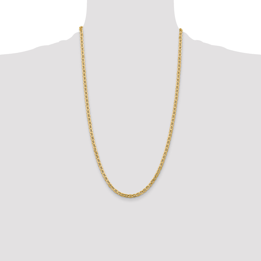 10K Yellow Gold 4mm Semi-Solid Anchor Chain
