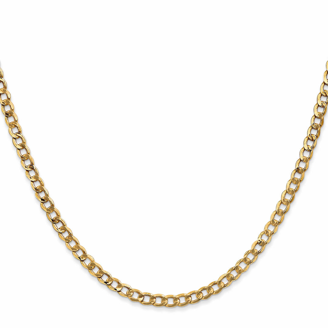 10K Yellow Gold 3.35mm Semi-Solid Curb Link Chain