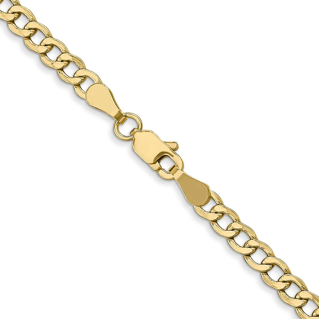 10K Yellow Gold 3.35mm Semi-Solid Curb Link Chain