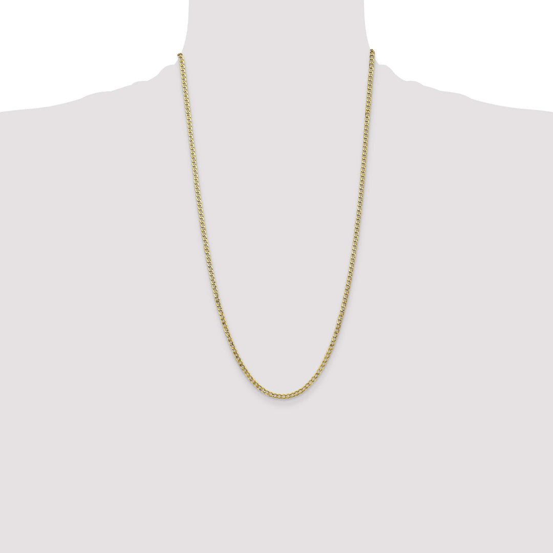 10K Yellow Gold 3.35mm Semi-Solid Curb Link Chain