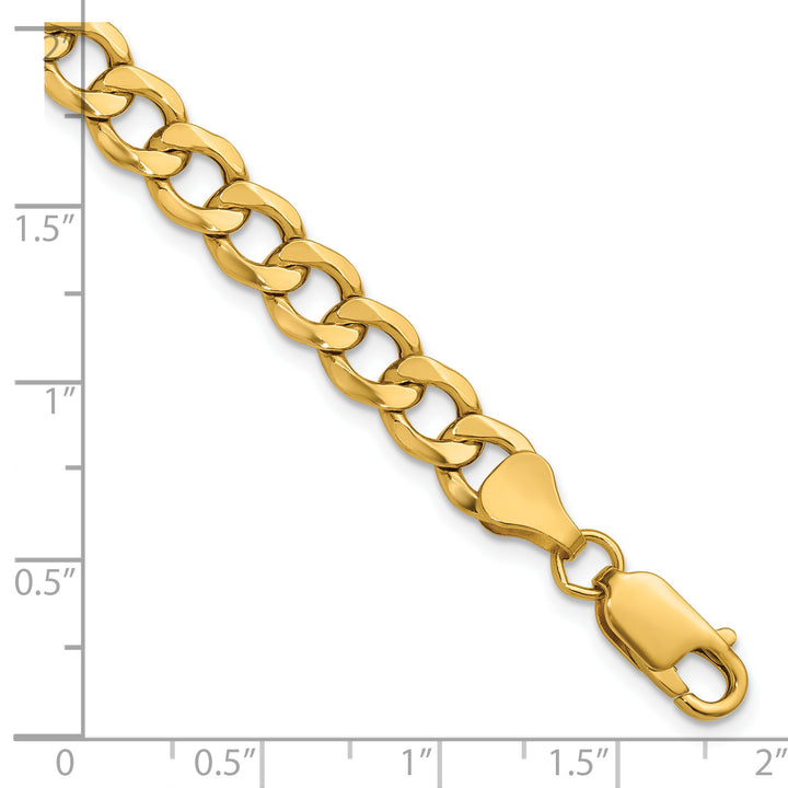 10K Yellow Gold 6.5mm Semi-Solid Curb Link Chain