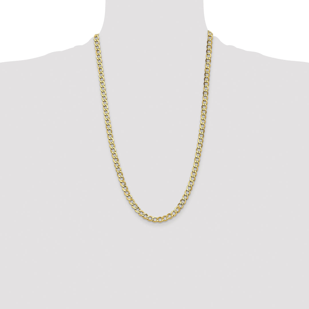 10K Yellow Gold 6.5mm Semi-Solid Curb Link Chain