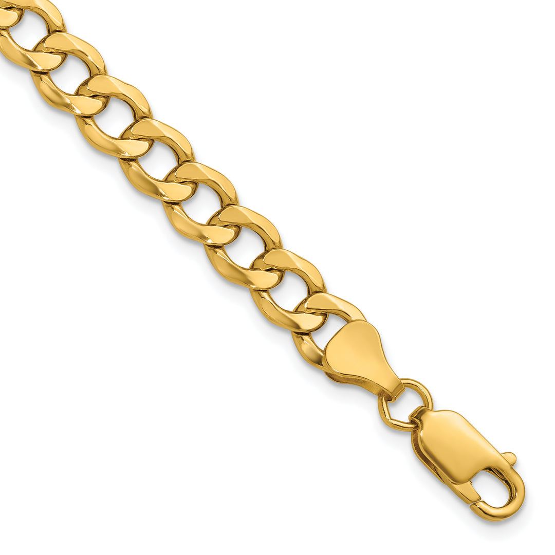 10K Yellow Gold 6.5mm Semi-Solid Curb Link Chain