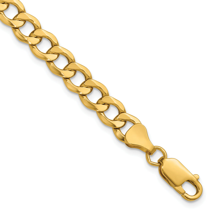 10K Yellow Gold 6.5mm Semi-Solid Curb Link Chain