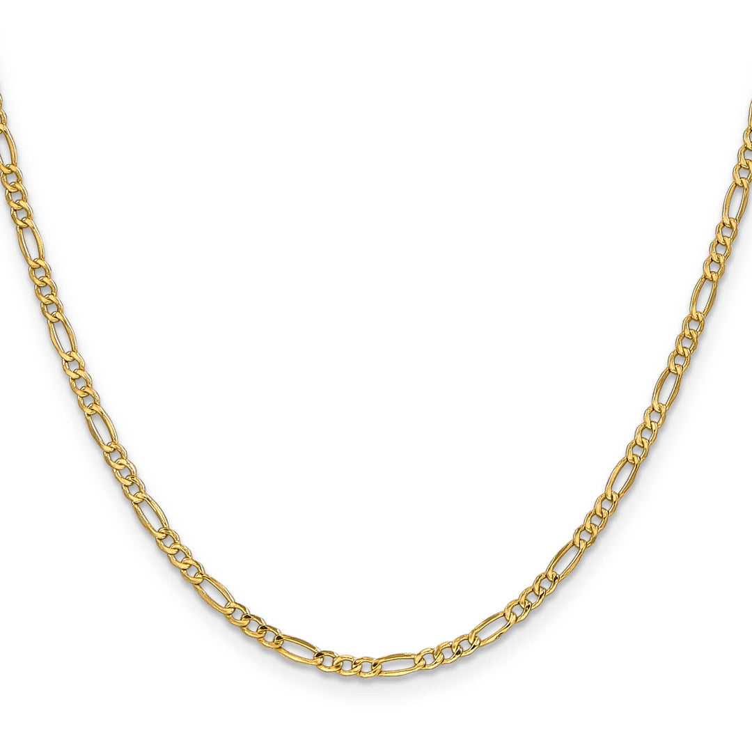 10K Yellow Gold 2.5mm Semi-Solid Figaro Chain