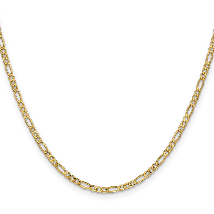 10K Yellow Gold 2.5mm Semi-Solid Figaro Chain
