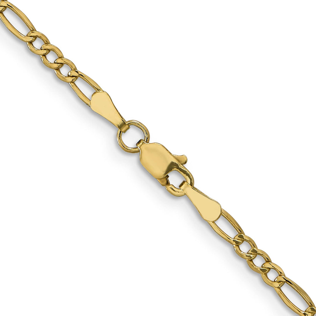 10K Yellow Gold 2.5mm Semi-Solid Figaro Chain
