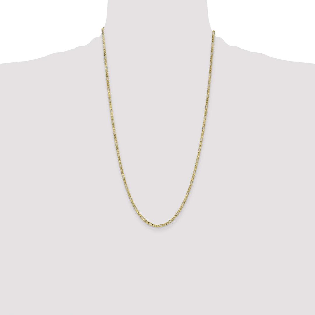 10K Yellow Gold 2.5mm Semi-Solid Figaro Chain