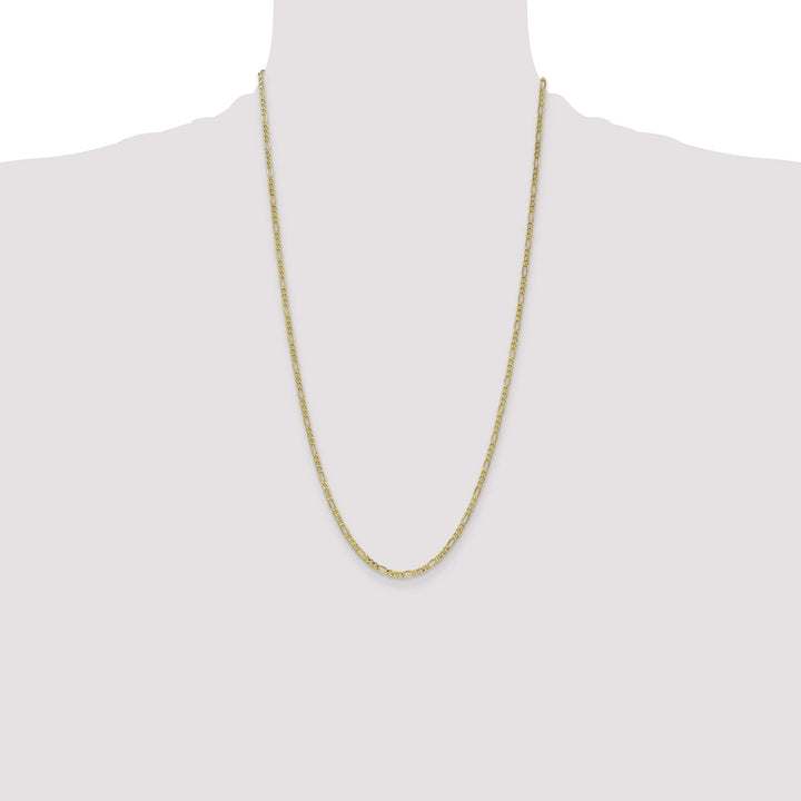 10K Yellow Gold 2.5mm Semi-Solid Figaro Chain