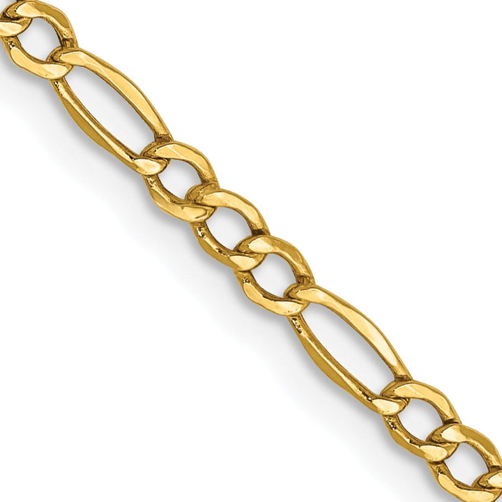 10K Yellow Gold 2.5mm Semi-Solid Figaro Chain