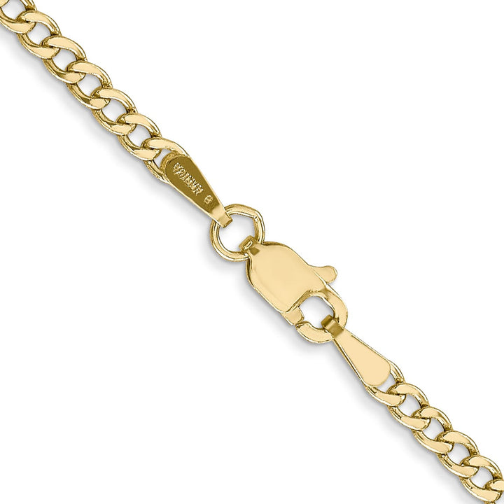 10K Yellow Gold 2.5mm Semi-Solid Curb Link Chain
