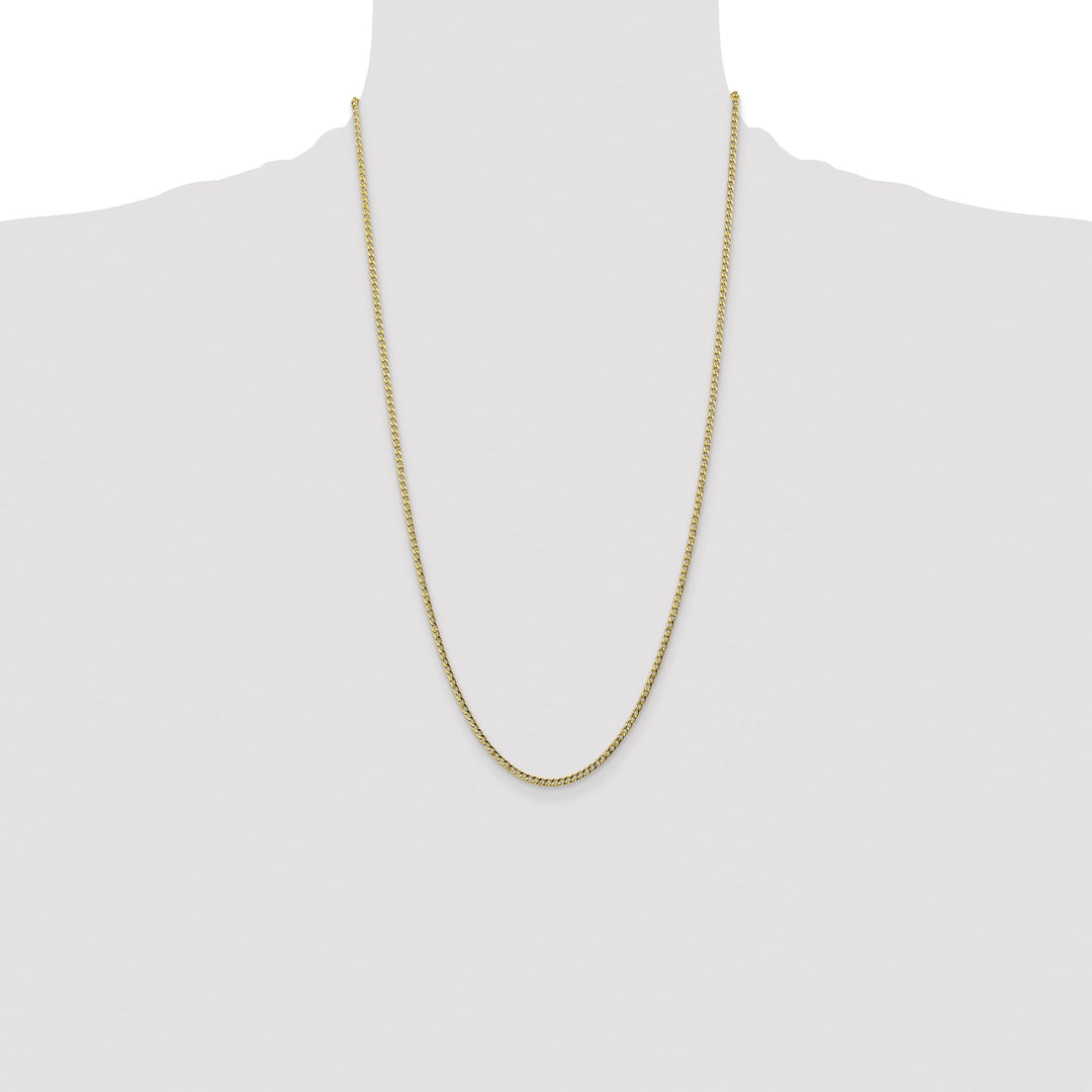 10K Yellow Gold 2.5mm Semi-Solid Curb Link Chain
