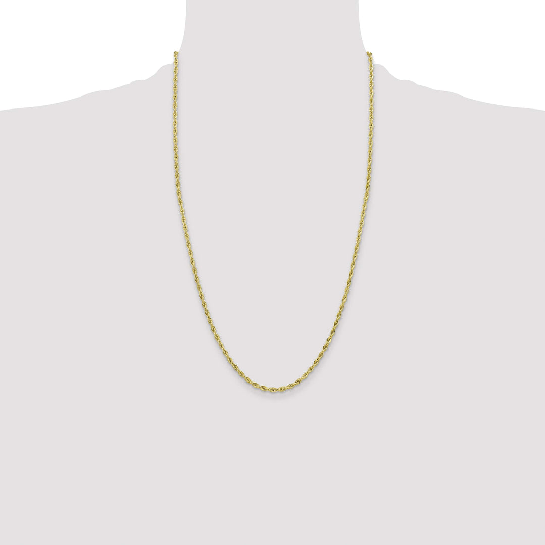 10K Yellow Gold 3mm Semi-Solid Rope Chain