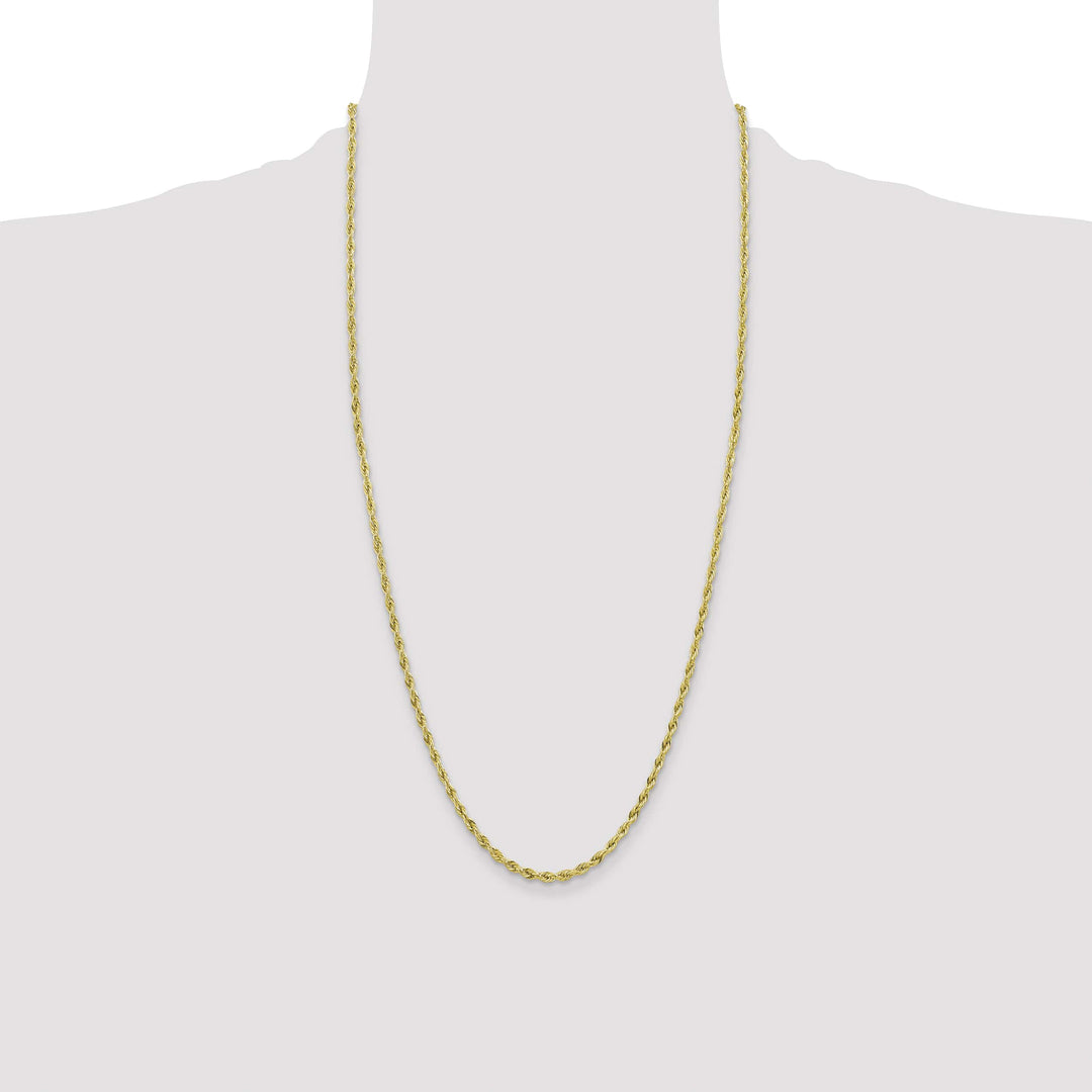 10K Yellow Gold 3mm Semi-Solid Rope Chain