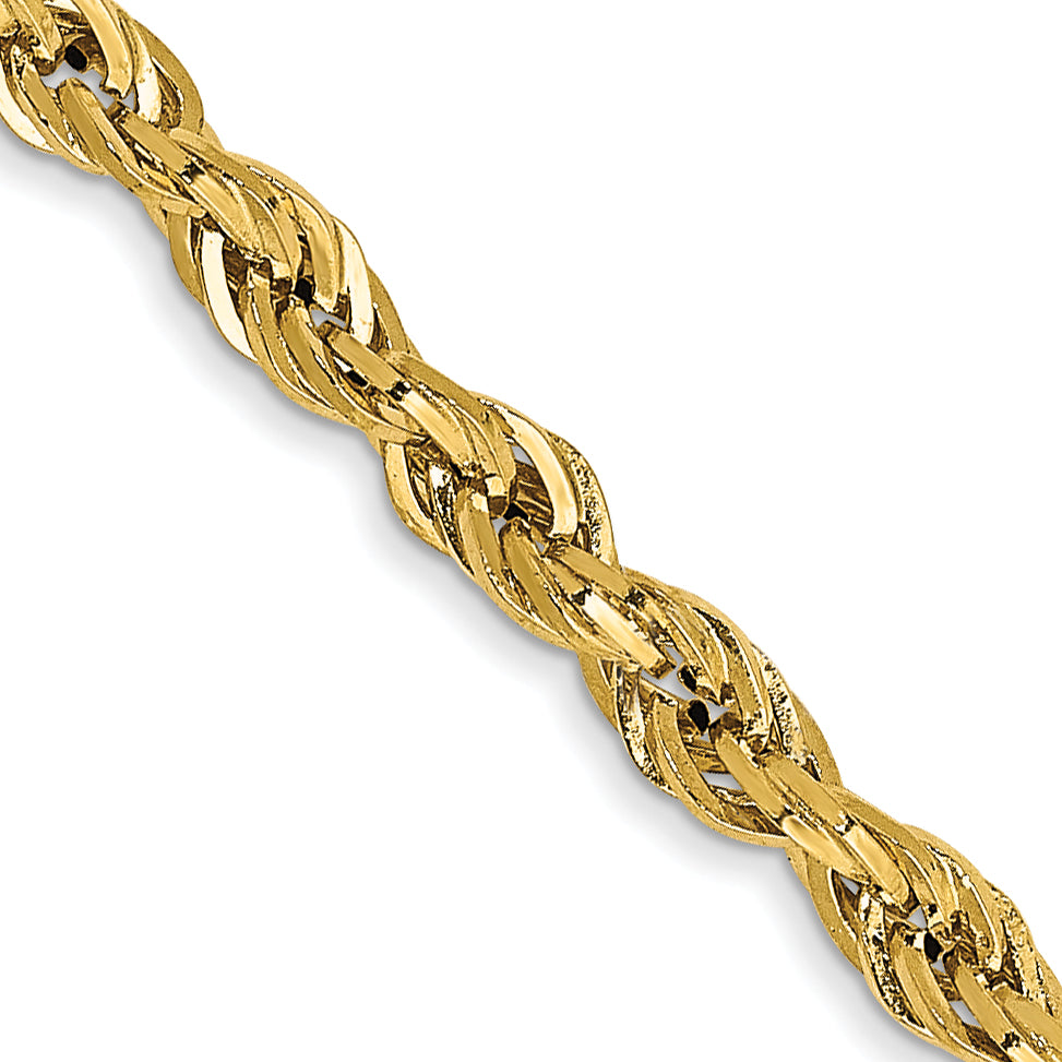 10K Yellow Gold 2.8mm Semi-Solid Rope Chain