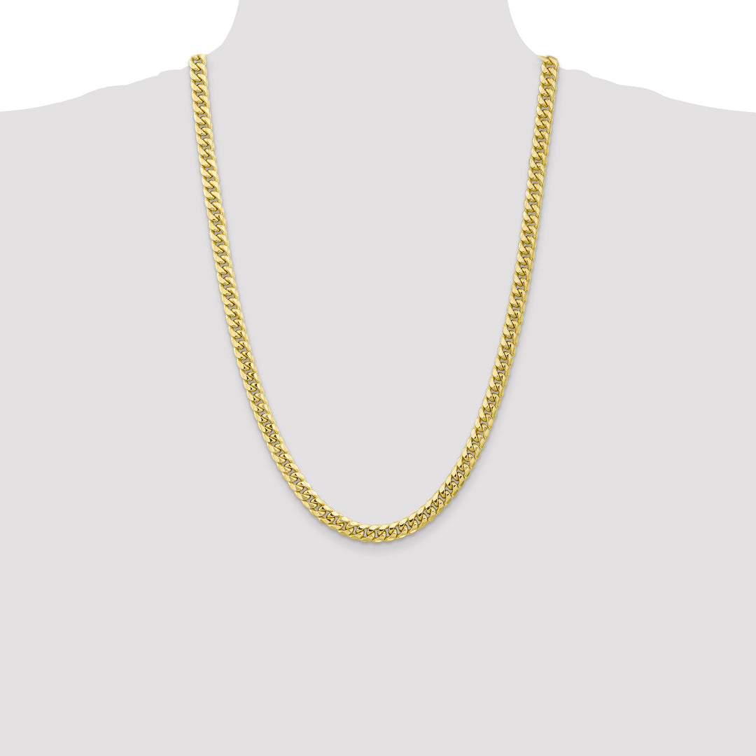 10K Yellow Gold 6.75mm Semi-Solid Miami Cuban Chain