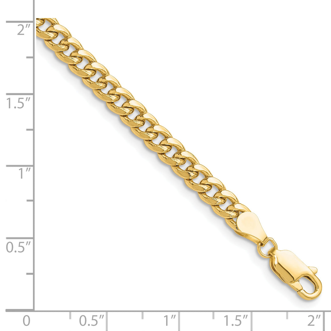 10K Yellow Gold 4.5mm Semi-Solid Miami Cuban Chain Anklet