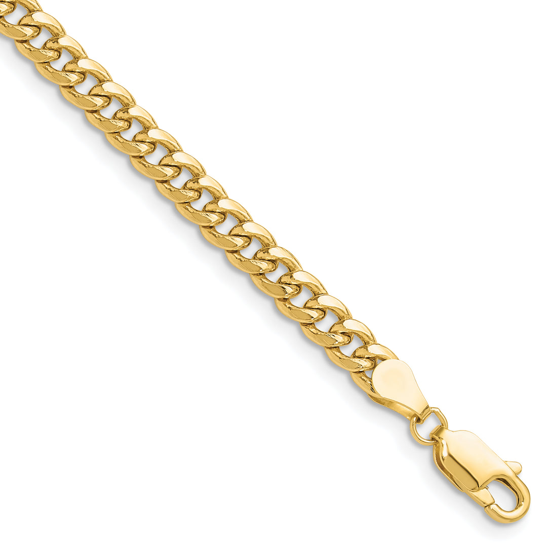 10K Yellow Gold 4.5mm Semi-Solid Miami Cuban Chain Anklet