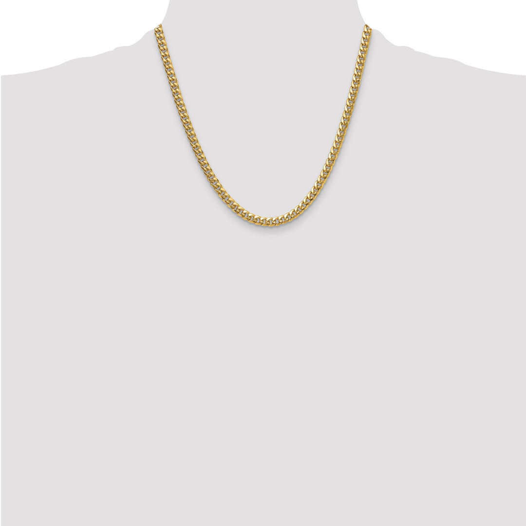 10K Yellow Gold 5.25mm Semi-Solid Miami Cuban Chain