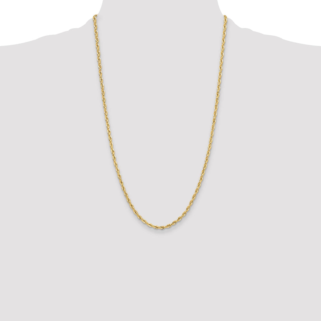 10K Yellow Gold 3.5mm Semi-Solid Rope Chain