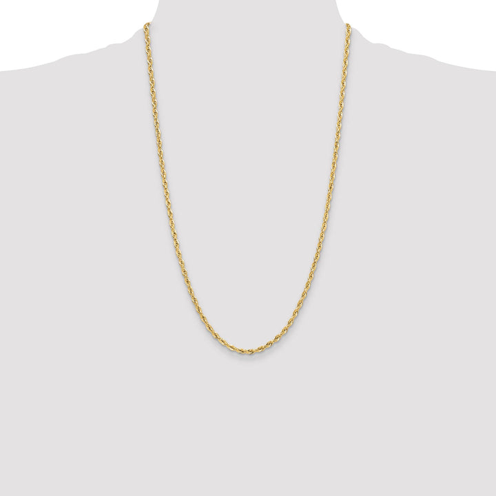 10K Yellow Gold 3.5mm Semi-Solid Rope Chain