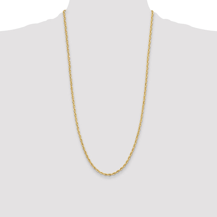 10K Yellow Gold 3.5mm Semi-Solid Rope Chain