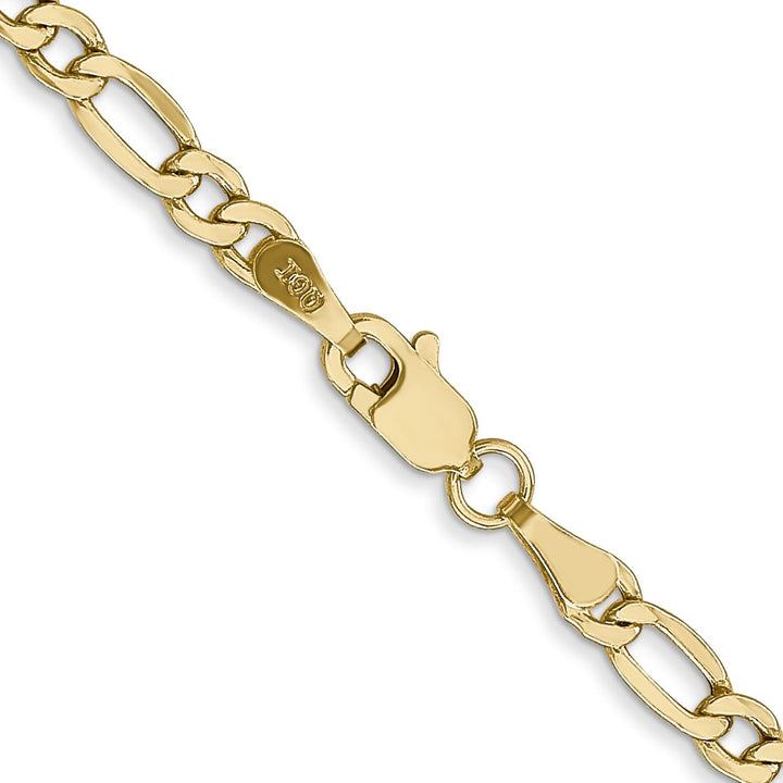 10K Yellow Gold 3.5mm Semi-Solid Figaro Chain