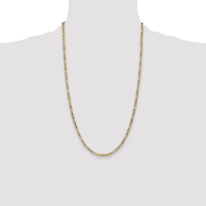 10K Yellow Gold 3.5mm Semi-Solid Figaro Chain