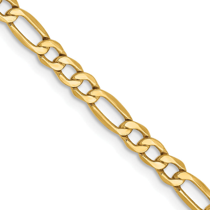 10K Yellow Gold 3.5mm Semi-Solid Figaro Chain