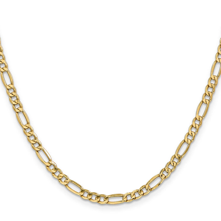 10K Yellow Gold 4.4mm Semi-Solid Figaro Chain