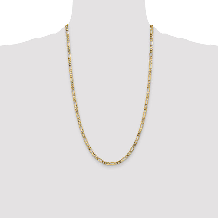 10K Yellow Gold 4.4mm Semi-Solid Figaro Chain