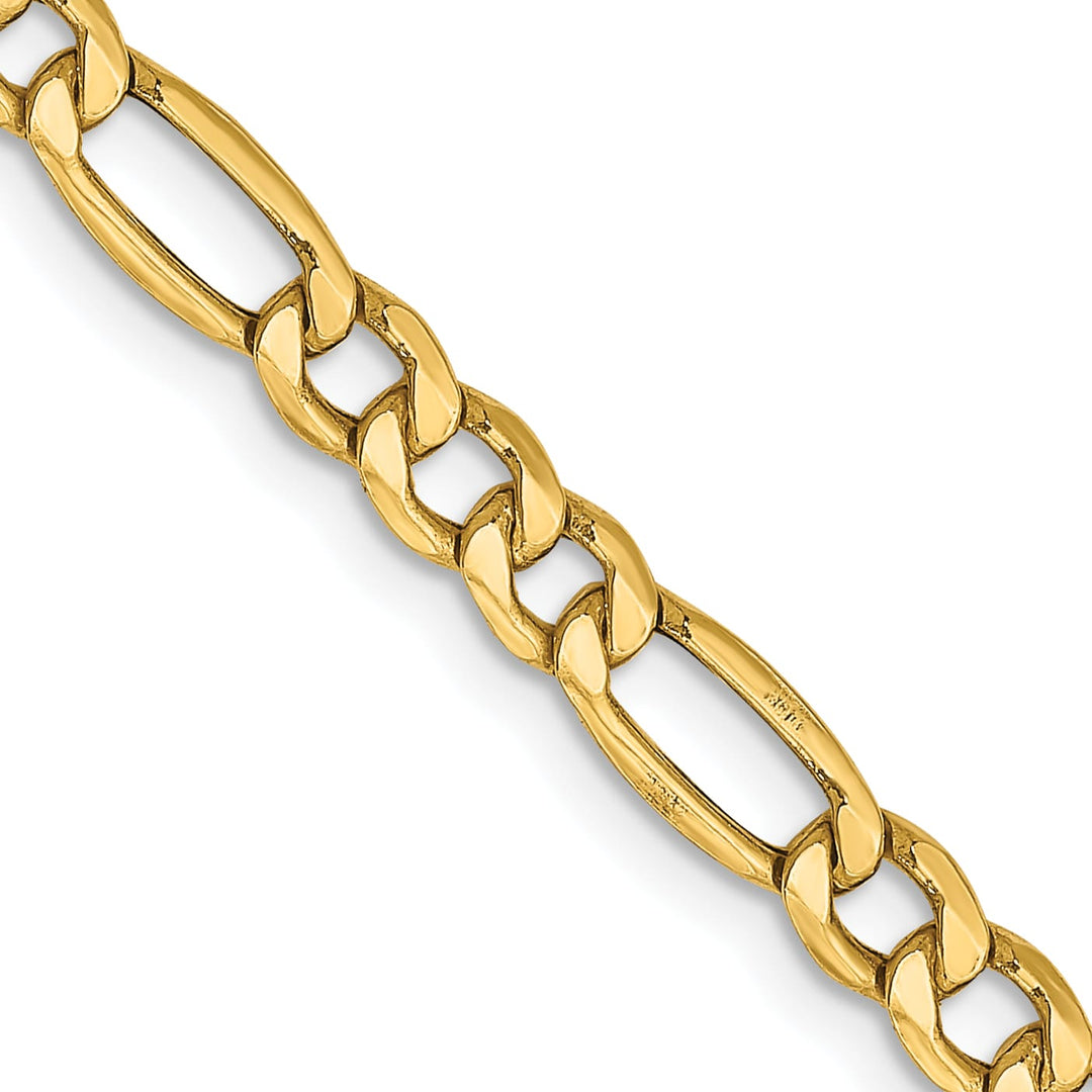 10K Yellow Gold 4.4mm Semi-Solid Figaro Chain