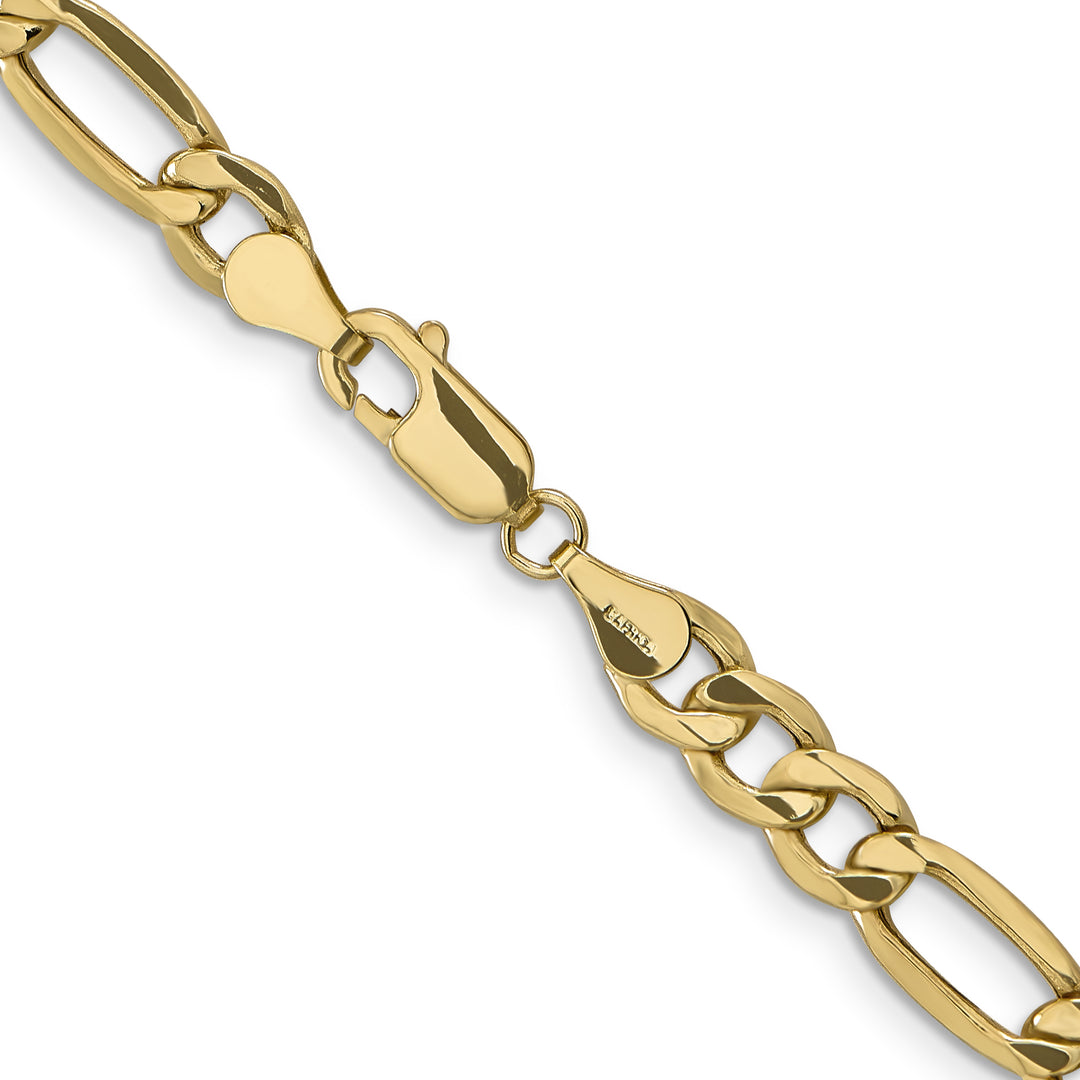 10K Yellow Gold 6.25mm Semi-Solid Figaro Chain