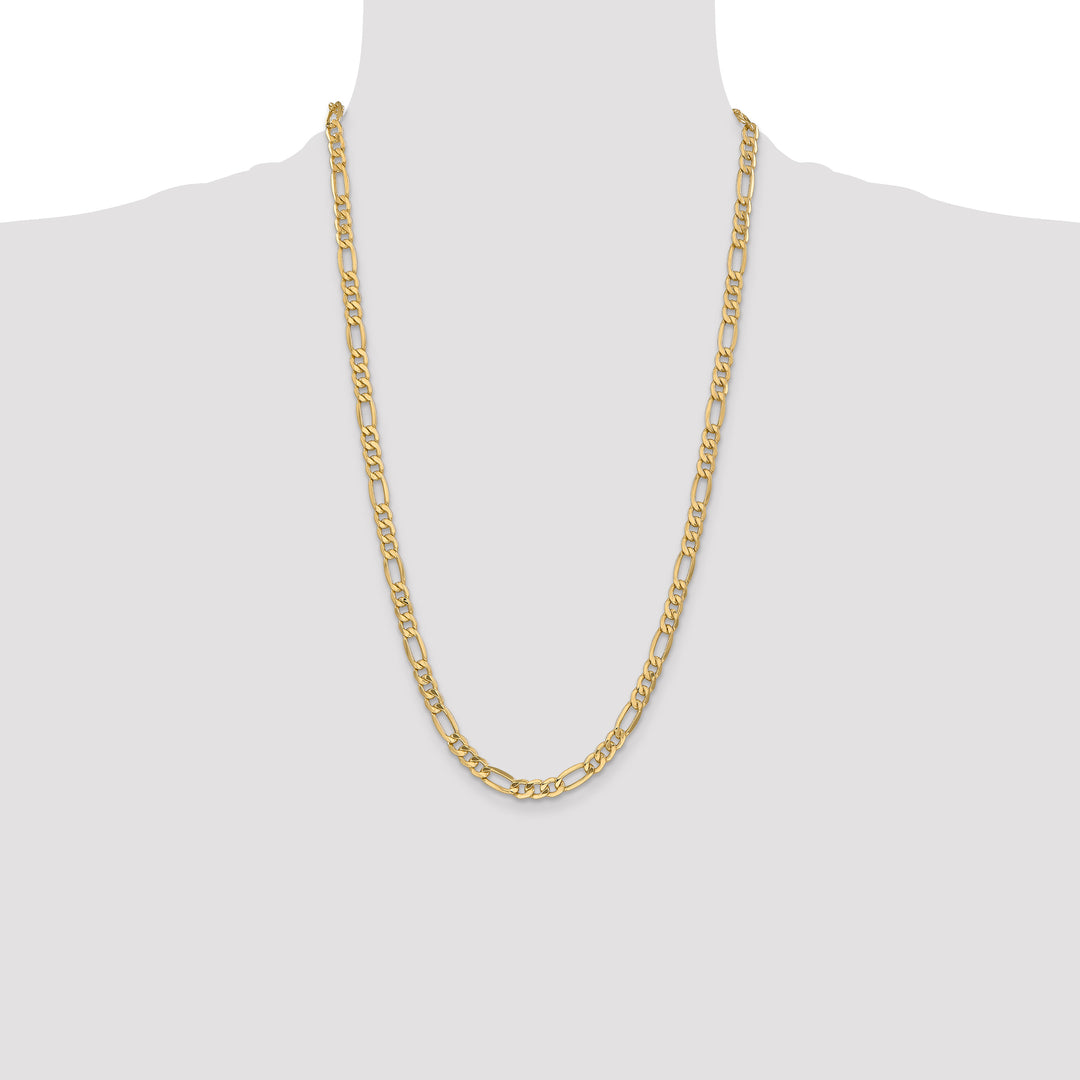 10K Yellow Gold 6.25mm Semi-Solid Figaro Chain