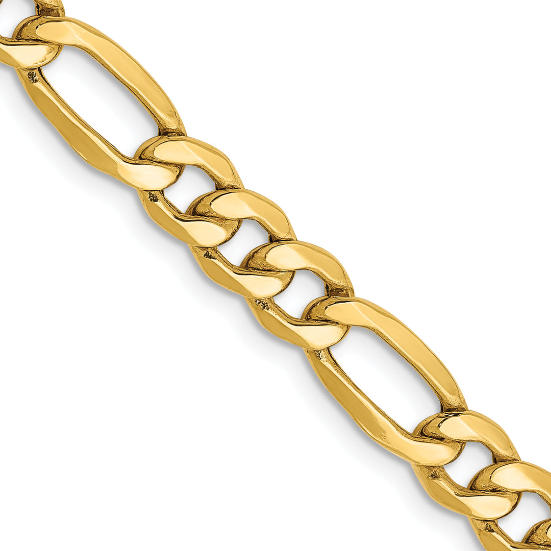 10K Yellow Gold 6.25mm Semi-Solid Figaro Chain