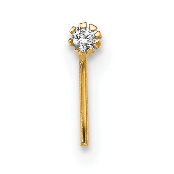 10k Yellow Gold 20 Gauge Set of Three 1.5mm Blue/Clear/Yellow CZ Nose Studs